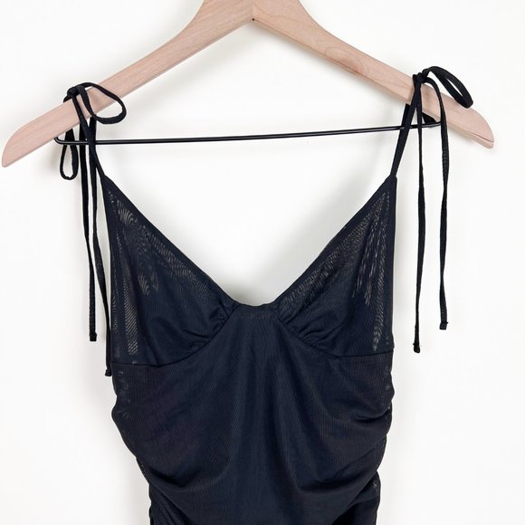 Aritzia Wilfred Winona Mini Slip Dress Sexy Sheer Mesh Draped Sleeveless Fun LBD - Picture 8 of 14